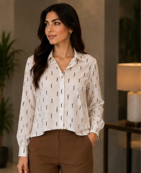 شومیز زنانه سفید با طراحی مینیمال مناسب استایل روزانه